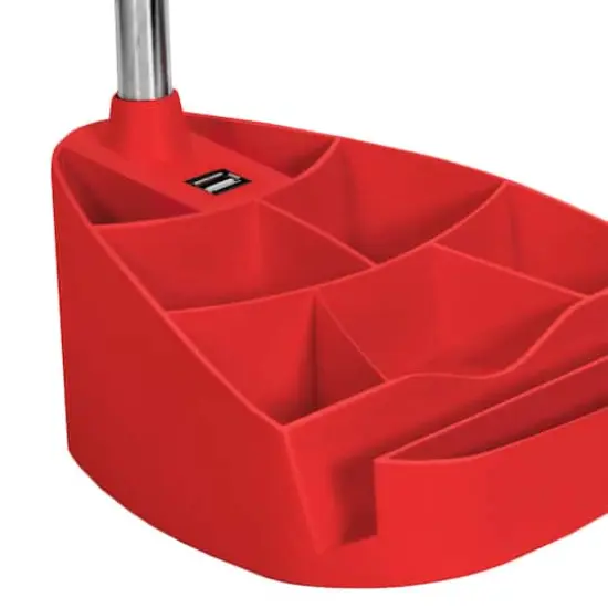 LimeLights 18.5" Gooseneck Desk Lamp with Tablet Stand and USB Port Red {5}