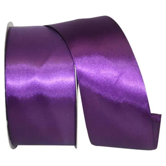 JAM Paper 2.5'' x 50yd. Double Face Satin Ribbon Plum {1}