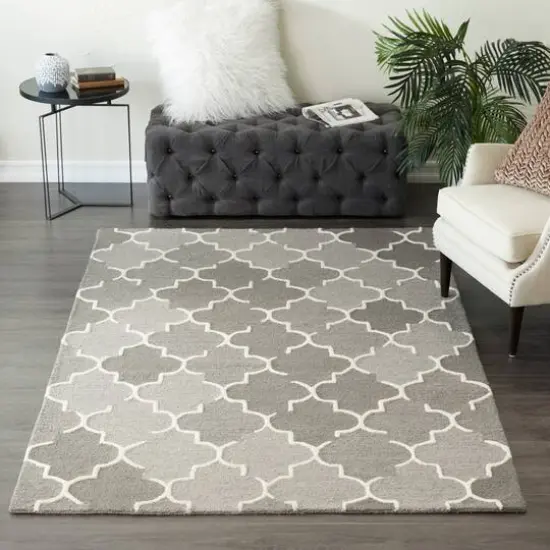Gray Wool Modern Hand Hooked Rug, 5ft. x 8ft. {8}