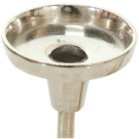 Silver Metal Slim Candle Holder with Black Marble Base Set {7}