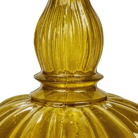 Hello Honey&reg; 6" Tall Embossed Chartreuse Reclaimed Glass Taper Holder {8}