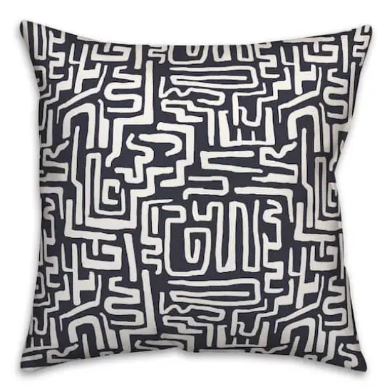 Wiggly Shapes Indoor/Outdoor Pillow Navy {1}