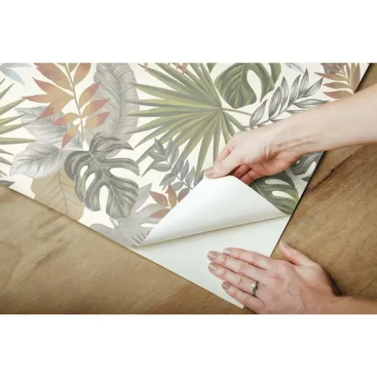 RoomMates Palm Frond Toss Peel & Stick Wallpaper Green/Orange {8}