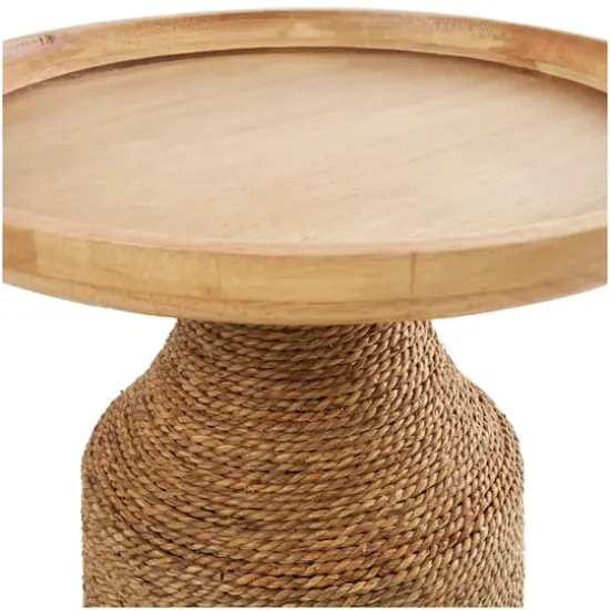 Brown Dried Plant Handmade Wrapped Accent Table {4}