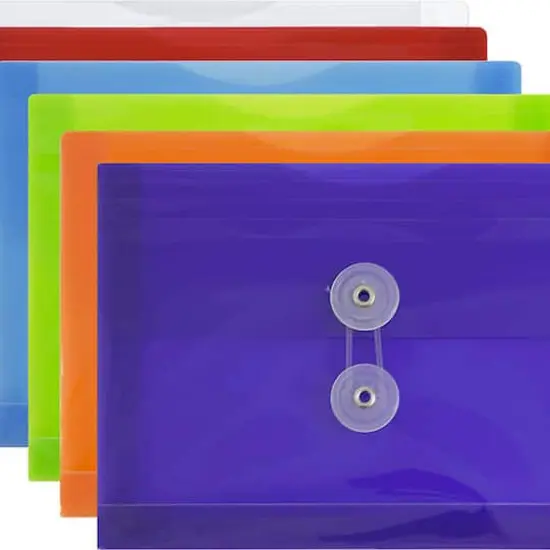 JAM Paper 5.5" x 7.5" Mixed Plastic Button String Index Booklet Envelopes, 12ct. {3}