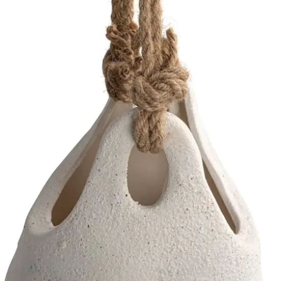 Hello Honey&reg; 12.25" White Distressed Volcano Finish Stoneware Hanging Planter with Jute Rope Hanger {9}