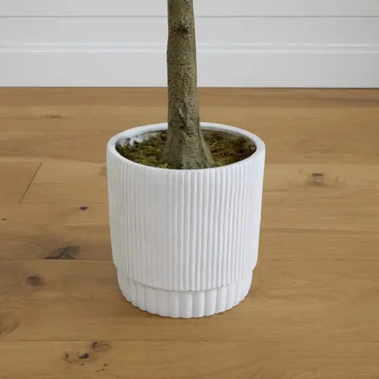 6ft. Artificial Fiddle Leaf Fig Tree with White Decorative Planter {5}