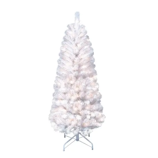 4.5ft. Pre-Lit White Northern Fir Artificial Christmas Tree, Clear Lights {1}