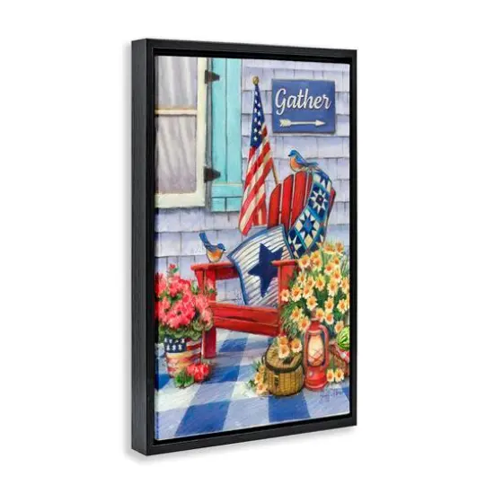 Stupell Industries Patriotic Porch View Floater Framed Art Black {4}