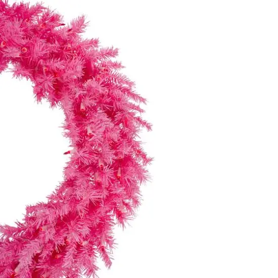3ft. Pre-Lit Pink Spruce Christmas Wreath, Pink Lights {5}