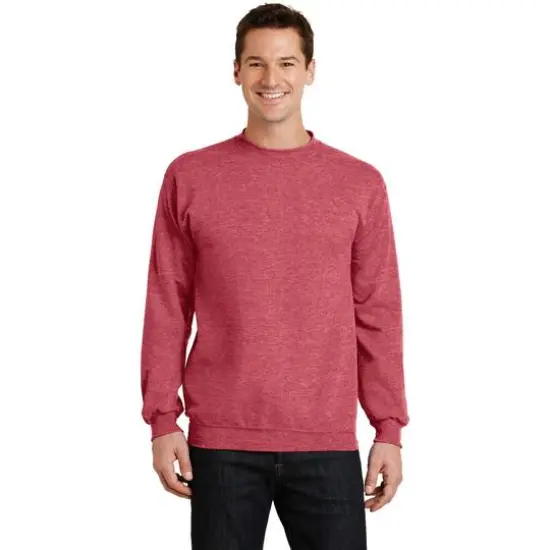 Port & Company&reg; Brights Core Fleece Crewneck Sweatshirt Heather Red {4}