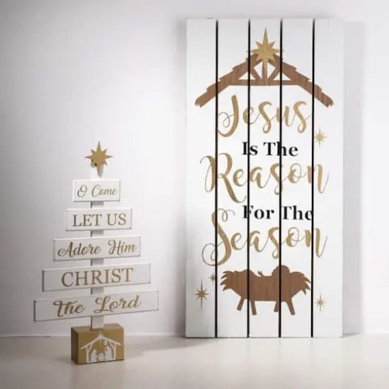 Glitzhome&reg; 28" Wooden Nativity Wall D&eacute;cor {3}