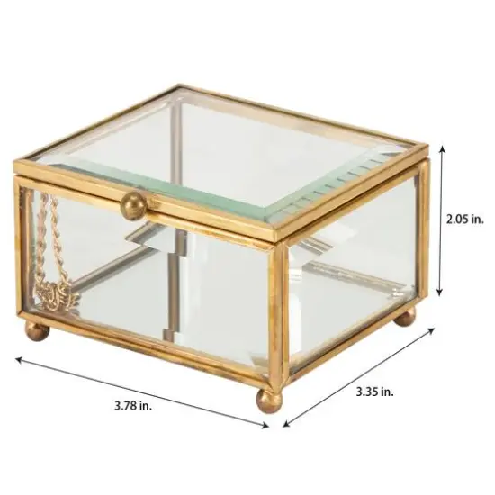 Home Details Vintage Mirrored Bottom Gold Square Keepsake Box {6}