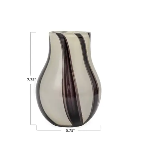 Hello Honey&reg; 7.75" Black & White Striped Glass Vase {6}