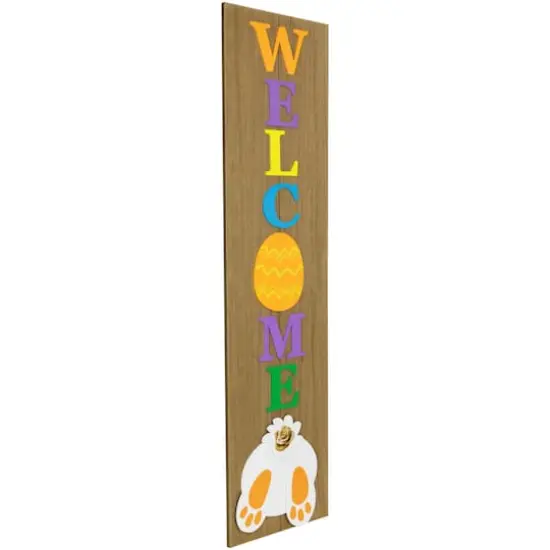 3.25ft. Welcome Wooden Easter Bunny Porch Board Sign {4}