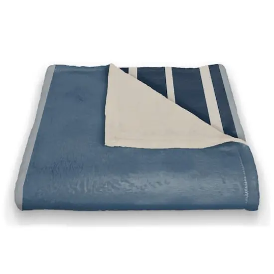 Blue Blocks & Stripes Fleece Throw {3}