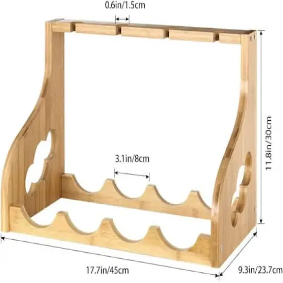 Light Brown Wall-Mounted Wood Wine Rack {3}