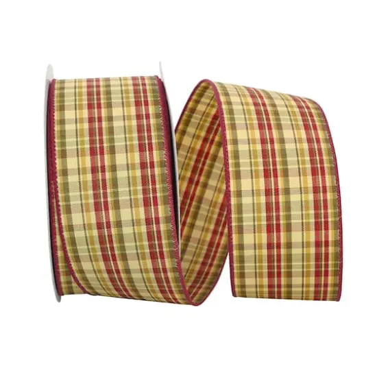 JAM Paper 2.5" x 20yd. Wired Plaid Carmen Ribbon {1}