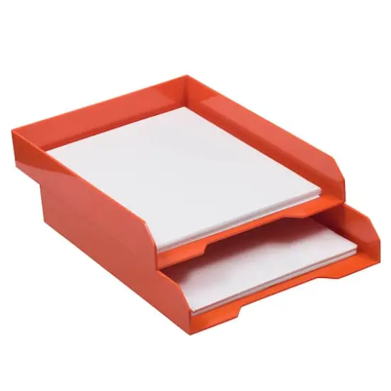JAM Paper Stackable Desktop Paper Tray Orange {4}