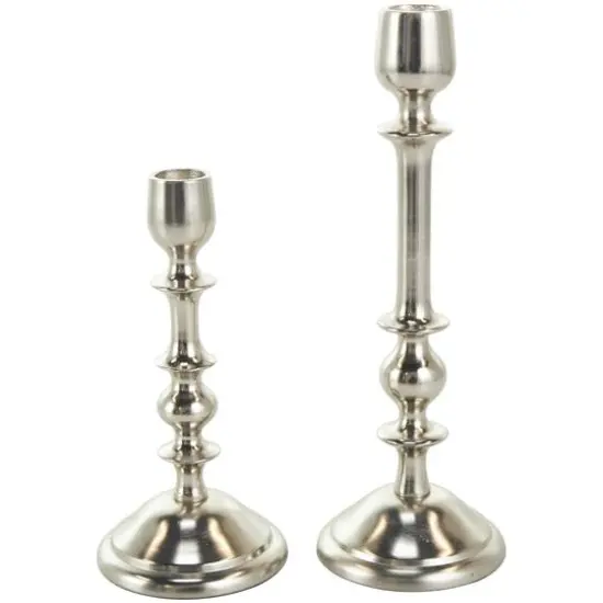 Silver Metal Candle Holder Set {4}