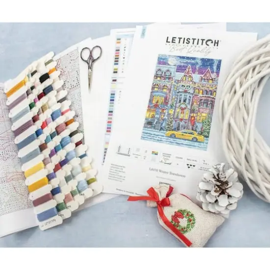 LetiStitch Winter Townhouse Counted Cross Stitch Kit {5}