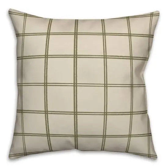 Cream & Green Check Throw Pillow {1}