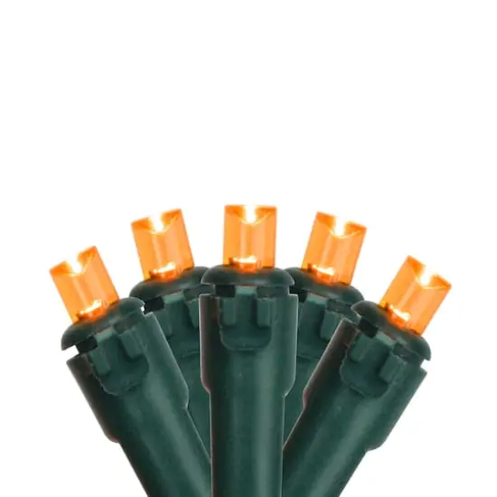 50ct. LED Wide Angle Christmas String Lights with Green Wire Orange {5}