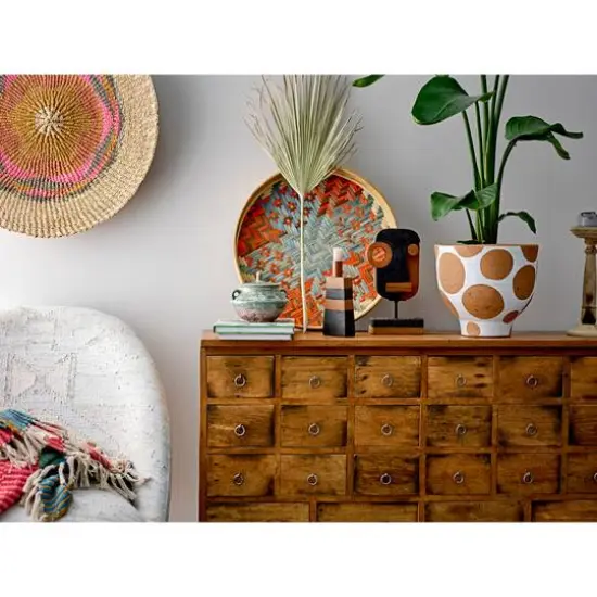 Hello Honey&reg; 9" White & Brown Polka Dot Terra Cotta Pot {5}