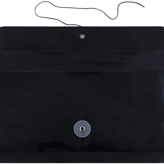 JAM Paper 5.25" x 10" Plastic #10 Business Envelope with Button and String Tie Closure, 108ct. Black {5}