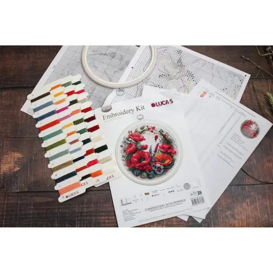 Luca-S Composition with Poppies Counted Cross Stitch Kit with Display Hoop {5}