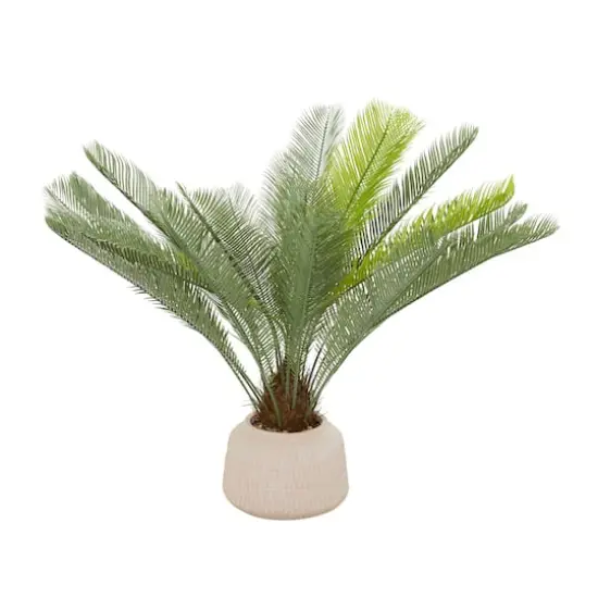 3ft. Green Sago Palm Faux Foliage Artificial Plant with Pink Ceramic Pot {3}