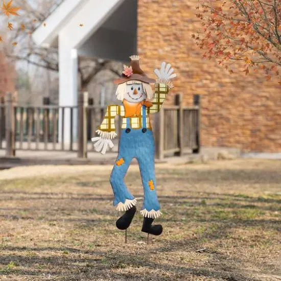 Glitzhome&reg; 36" Fall Metal Scarecrow Yard Stake Set {5}
