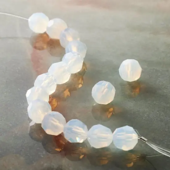 Preciosa Glass Crystal Round Beads, 8mm by Bead Landing&trade; White Opal {3}