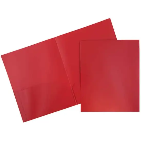 JAM Paper 9.5" x 11.5" Plastic 2 Pocket School POP Folders, 6ct. Red {1}