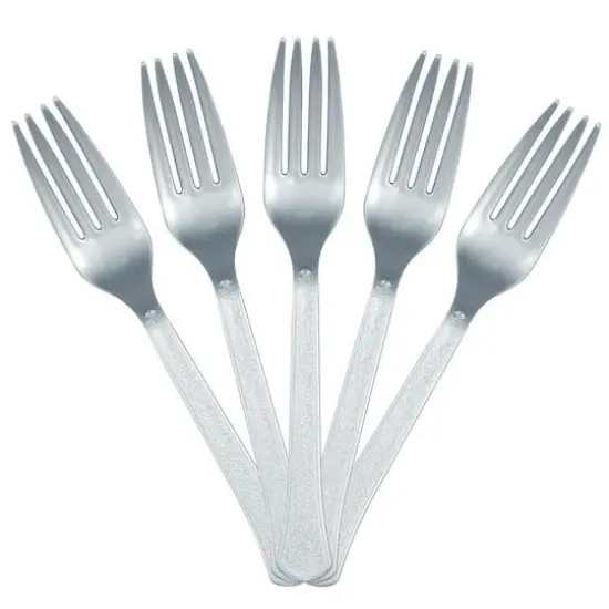 JAM Paper Premium Utensils Plastic Forks Party Pack, 48ct. Silver {4}