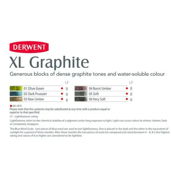 Derwent&reg; XL Graphite 6 Color Tin Set {6}