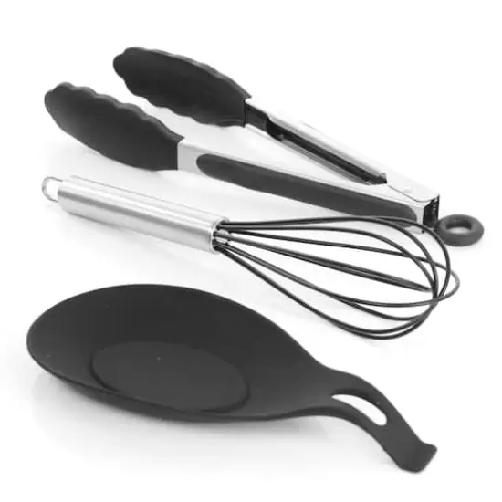 MegaChef Black Silicone Cooking Utensils Set, 12ct. {3}