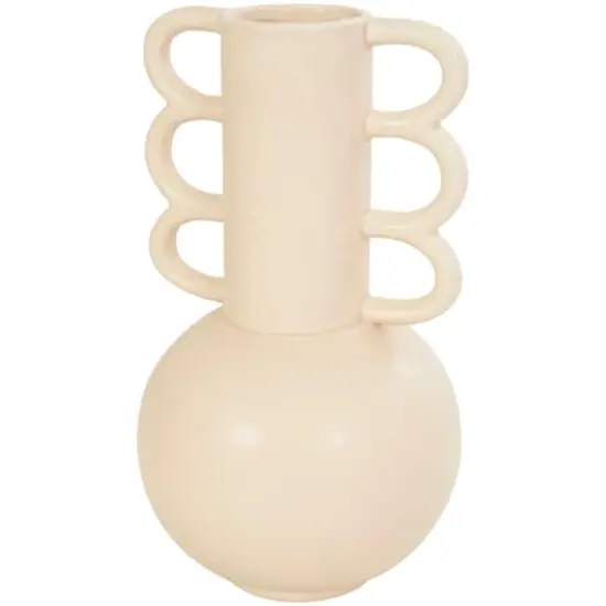 CosmoLiving by Cosmopolitan Geometric Wavy Handles Ceramic Vase Set Cream/Yellow {5}