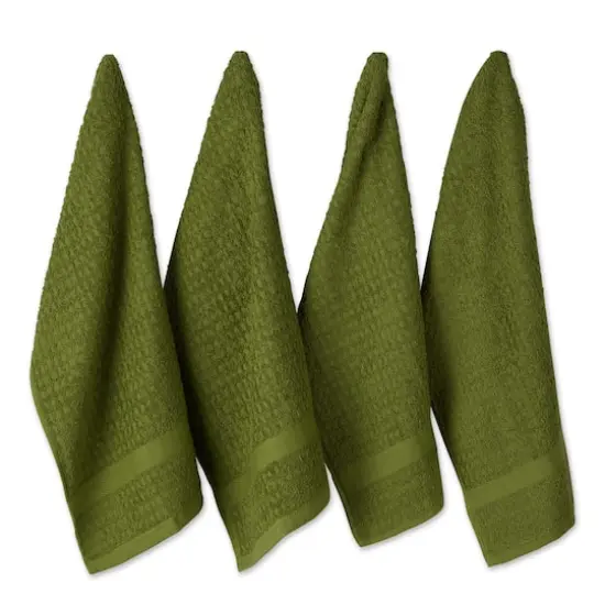 DII&reg; Solid Antique Green Waffle Terry Dish Towels, 4ct. {1}