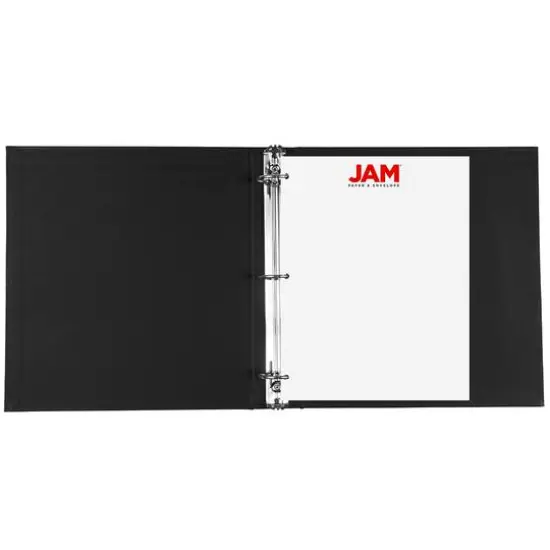 JAM Paper 1.5" Black Premium Linen Textured 3 Ring Binder {5}
