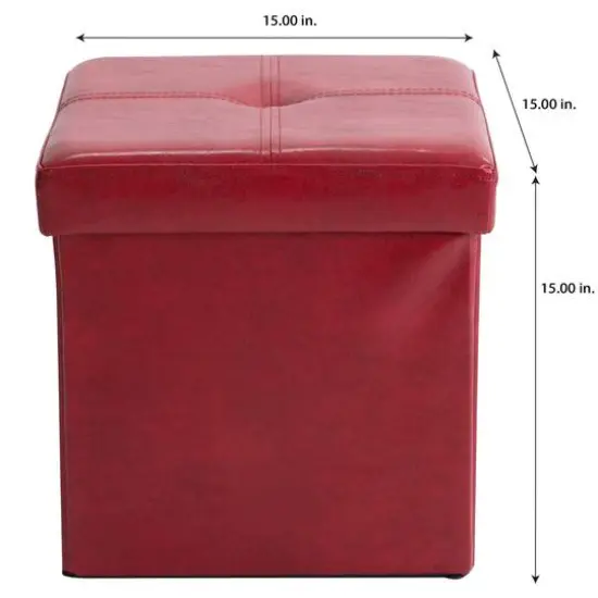 Simplify Faux Leather Folding Storage Ottoman Cube Red {7}