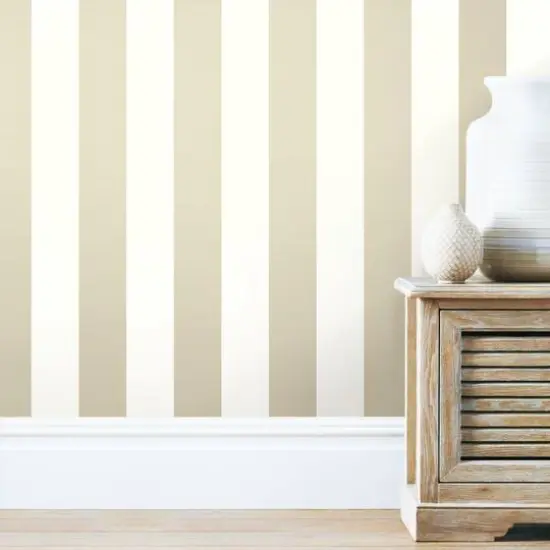 RoomMates Awning Stripe Peel & Stick Wallpaper Pearl Neutral {5}