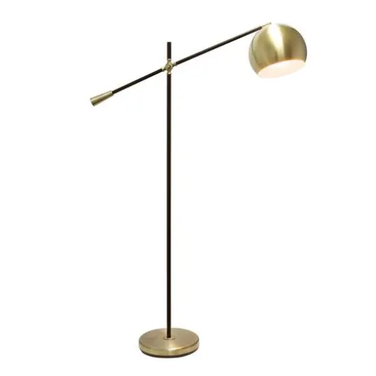 Lalia Home Black Matte Swivel Floor Lamp with Inner White Dome Shade Antique Brass {3}
