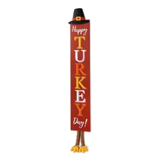 Glitzhome&reg; 58.5" Thanksgiving Wood "HAPPY TURKEY DAY" Porch Sign {1}