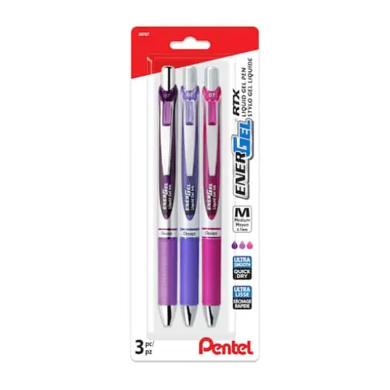 Pentel&reg; EnerGel RTX 0.7mm Retractable Liquid Gel Pens, 3ct. Purples {1}