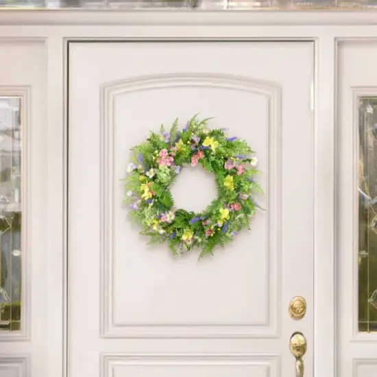 30" Artificial Dogwood & Lavender Floral Spring Wreath {6}