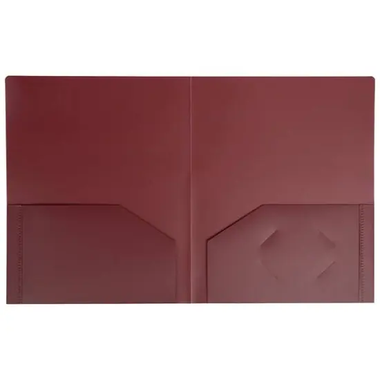 JAM Paper Heavy Duty Plastic 2-Pocket Folders, 6ct. Burgundy {4}