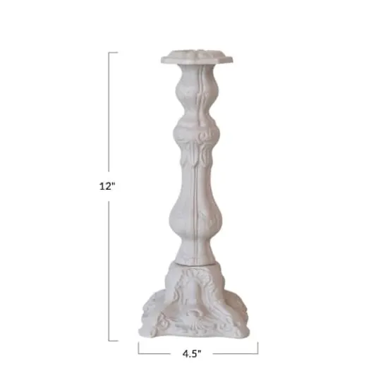 Hello Honey&reg; 12" Gray Embossed Cast Aluminum Taper Candleholder {5}
