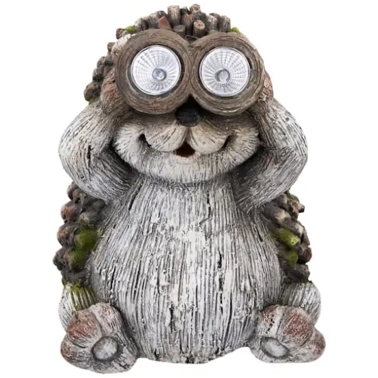 11.5" Hedgehog with Binoculars Outdoor Solar Lighted Garden Statue  {1}