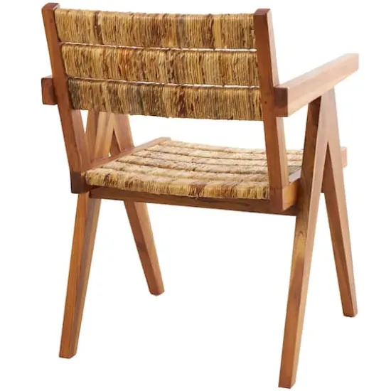 Brown Teak Wood Mid-Century Accent Chair {5}